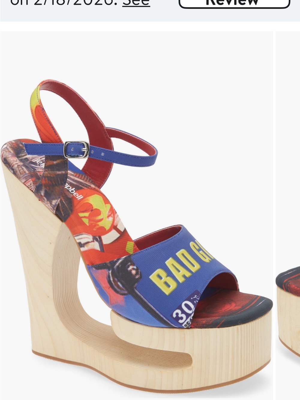 Jeffrey Campbell Blue Multicolor Graphic Platform Wedge Sandal
